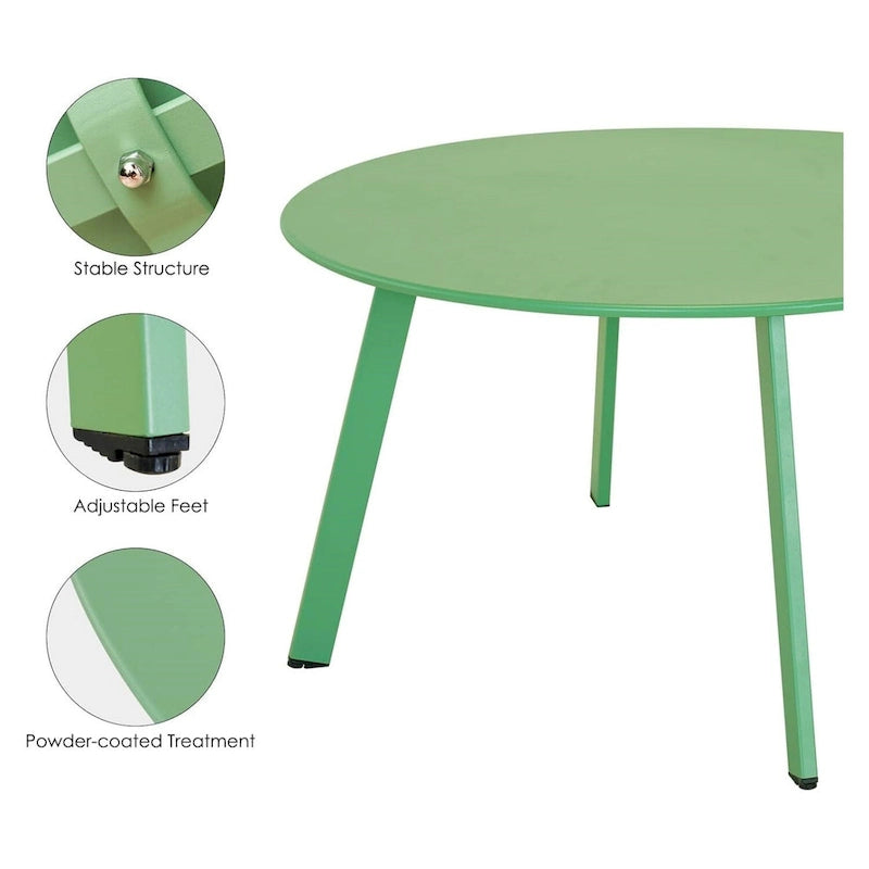 Table basse ronde en acier pour patio, grande table d'appoint extérieure résistante aux intempéries pour jardin, balcon, cour - 70 x 70 x 40 cm