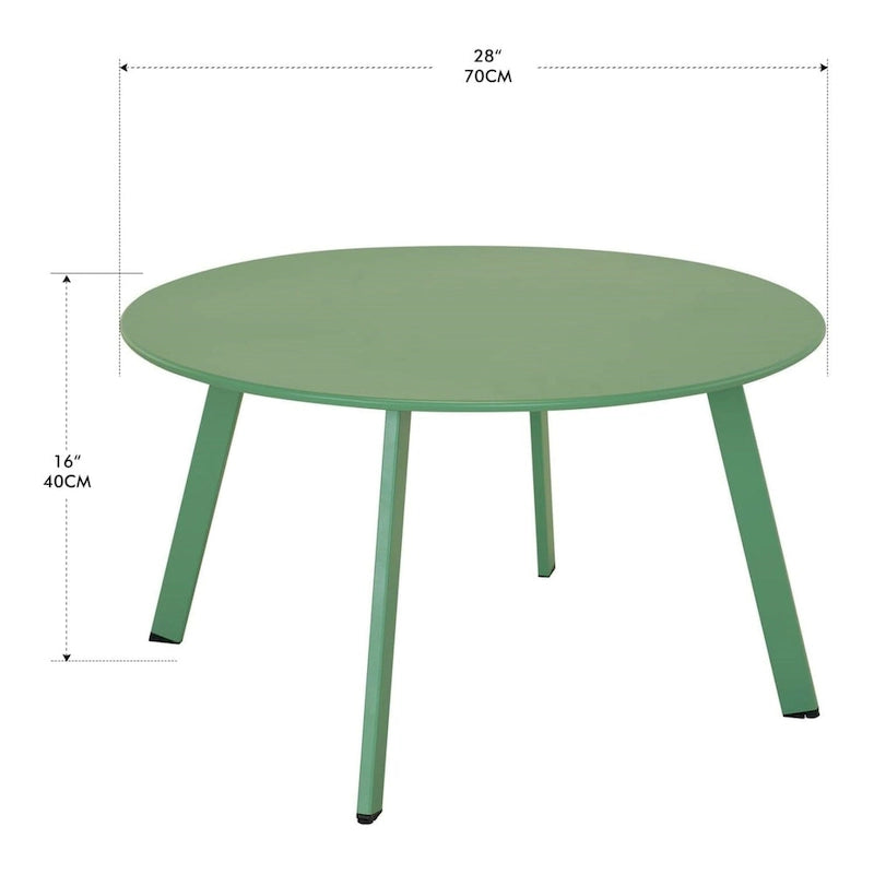 Table basse ronde en acier pour patio, grande table d'appoint extérieure résistante aux intempéries pour jardin, balcon, cour - 70 x 70 x 40 cm