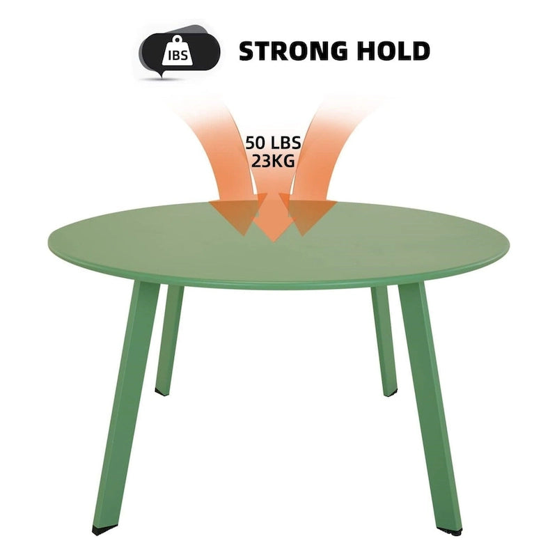 Table basse ronde en acier pour patio, grande table d'appoint extérieure résistante aux intempéries pour jardin, balcon, cour - 70 x 70 x 40 cm