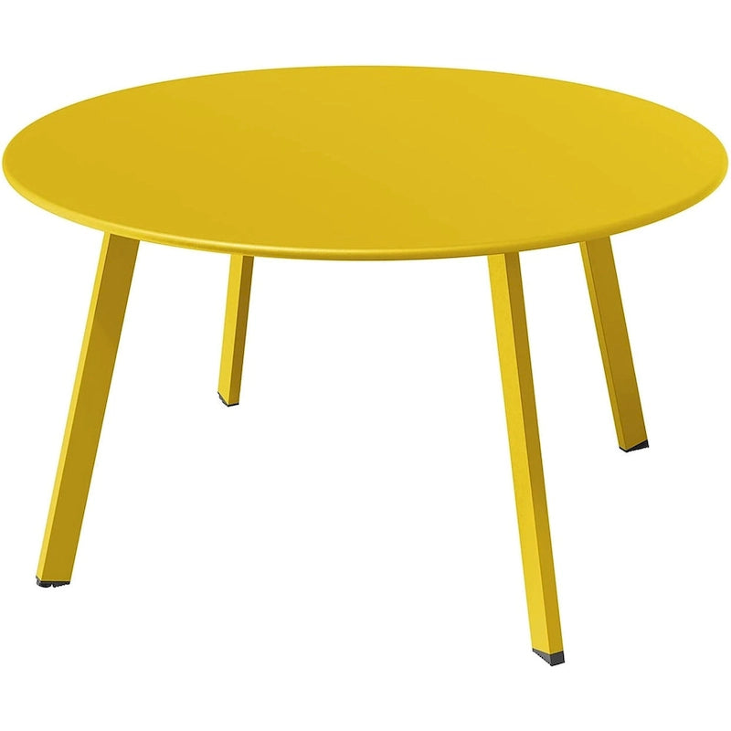 Table basse ronde en acier pour patio, grande table d'appoint extérieure résistante aux intempéries pour jardin, balcon, cour - 70 x 70 x 40 cm