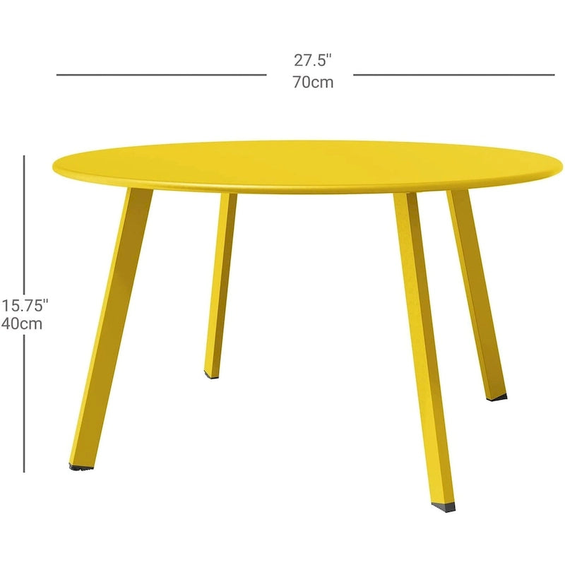 Table basse ronde en acier pour patio, grande table d'appoint extérieure résistante aux intempéries pour jardin, balcon, cour - 70 x 70 x 40 cm