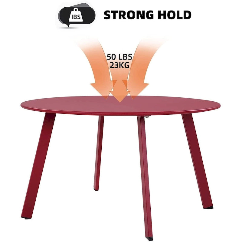 Table basse ronde en acier pour patio, grande table d'appoint extérieure résistante aux intempéries pour jardin, balcon, cour - 70 x 70 x 40 cm