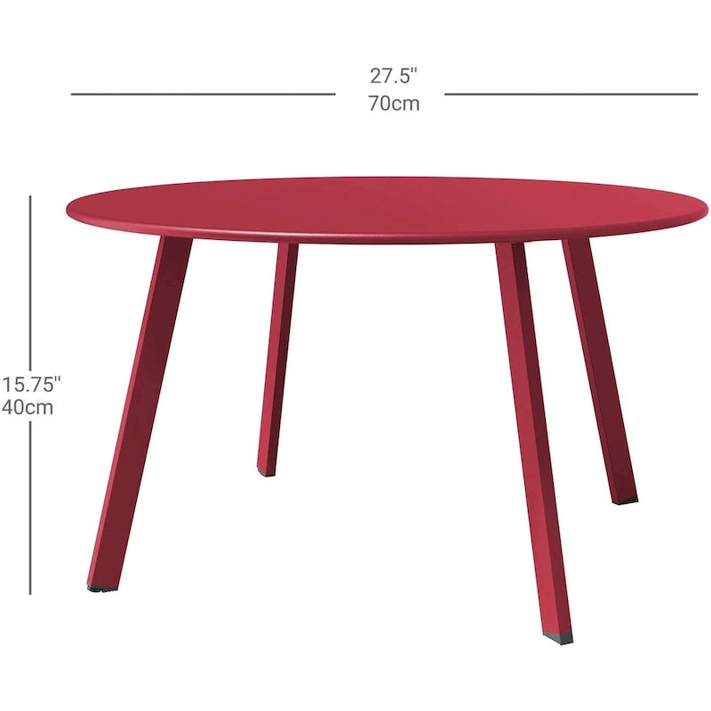 Table basse ronde en acier pour patio, grande table d'appoint extérieure résistante aux intempéries pour jardin, balcon, cour - 70 x 70 x 40 cm