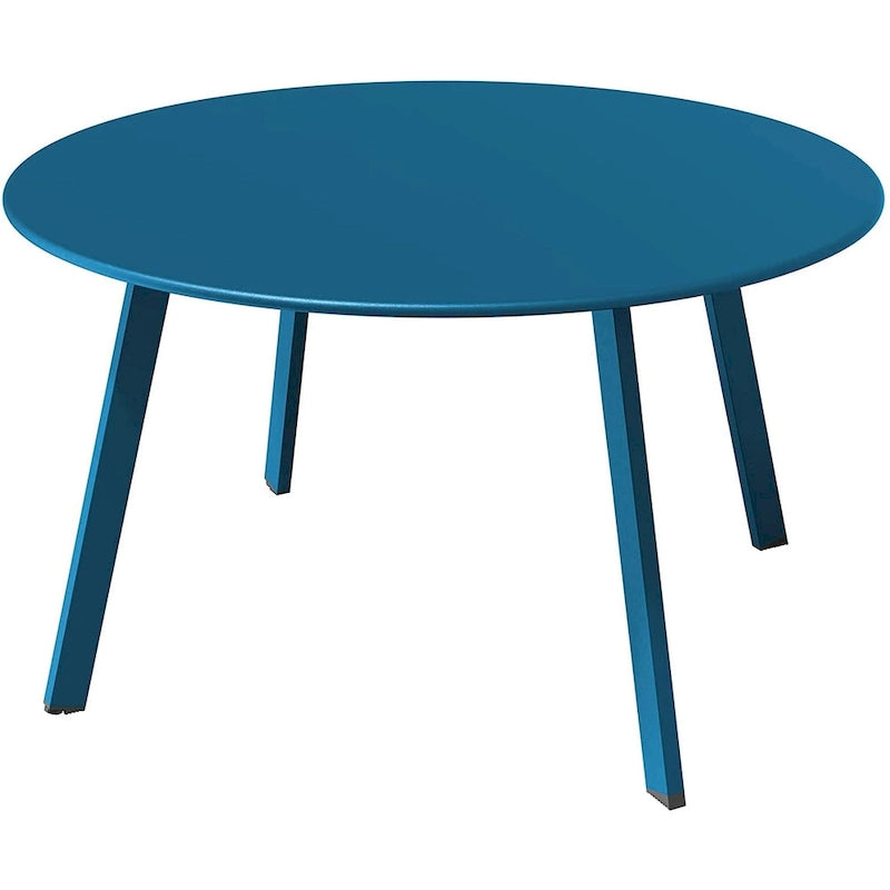 Table basse ronde en acier pour patio, grande table d'appoint extérieure résistante aux intempéries pour jardin, balcon, cour - 70 x 70 x 40 cm