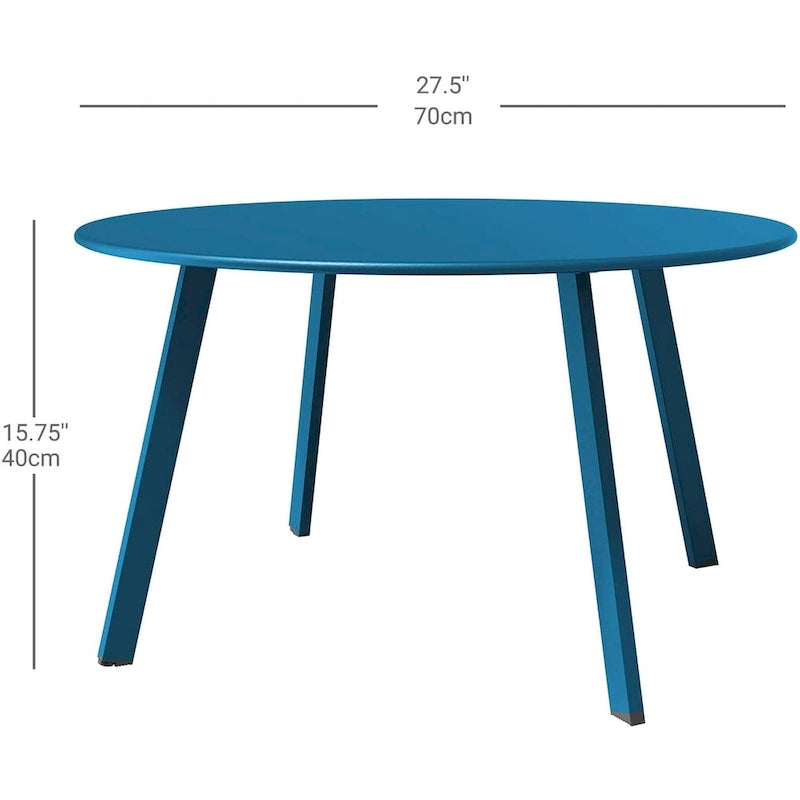 Table basse ronde en acier pour patio, grande table d'appoint extérieure résistante aux intempéries pour jardin, balcon, cour - 70 x 70 x 40 cm