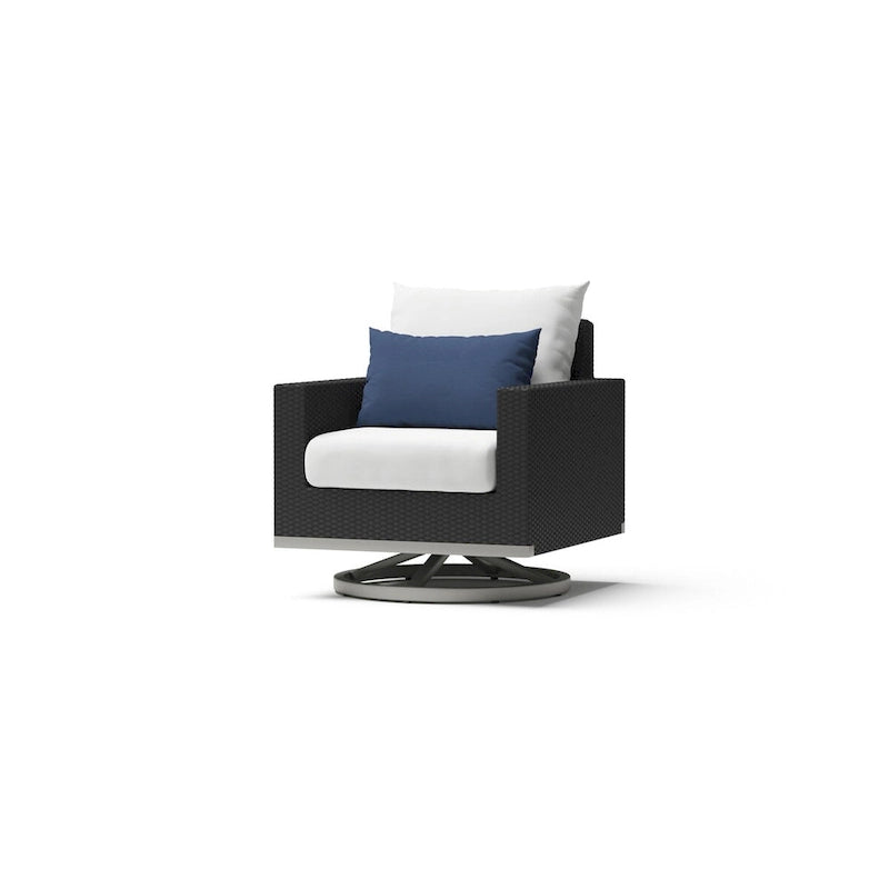 Ensemble de patio extérieur Milo Espresso 4 pièces avec foyer et mouvement Sunbrella