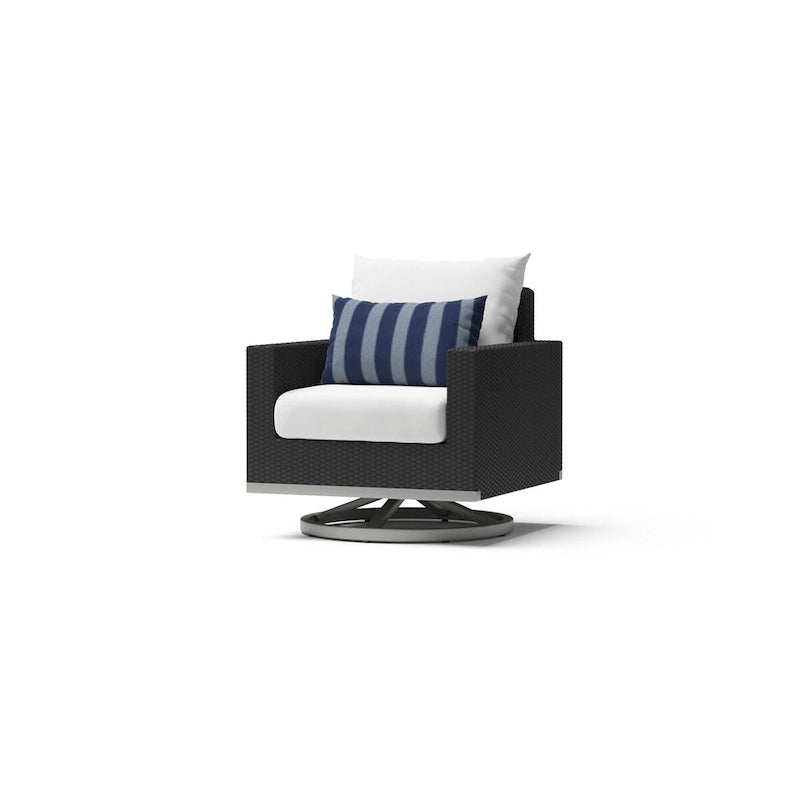 Ensemble de patio extérieur Milo Espresso 4 pièces avec foyer et mouvement Sunbrella