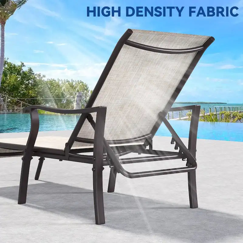 Fauteuil inclinable d'extérieur avec table d'appoint et 5 positions réglables (lot de 2) - N/D