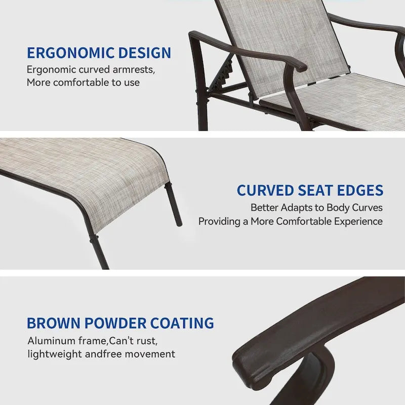 Fauteuil inclinable d'extérieur avec table d'appoint et 5 positions réglables (lot de 2) - N/D
