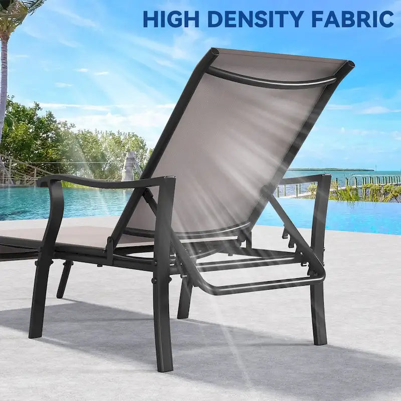 Fauteuil inclinable d'extérieur avec table d'appoint et 5 positions réglables (lot de 2) - N/D