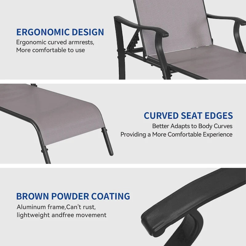 Fauteuil inclinable d'extérieur avec table d'appoint et 5 positions réglables (lot de 2) - N/D