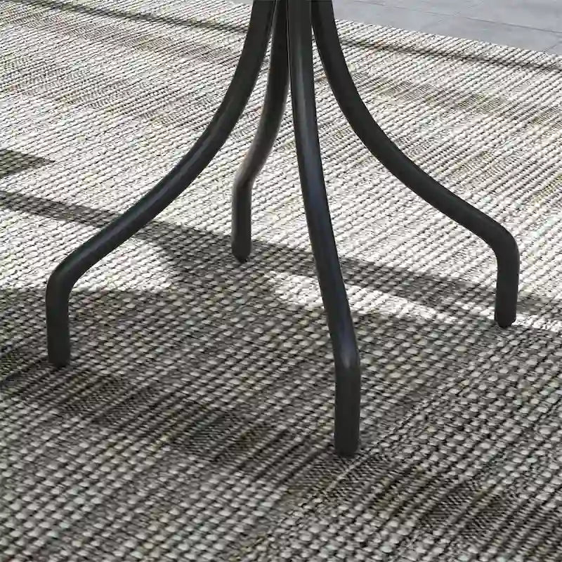 Table d'appoint ronde d'extérieur avec cadre en acier et plateau à lattes