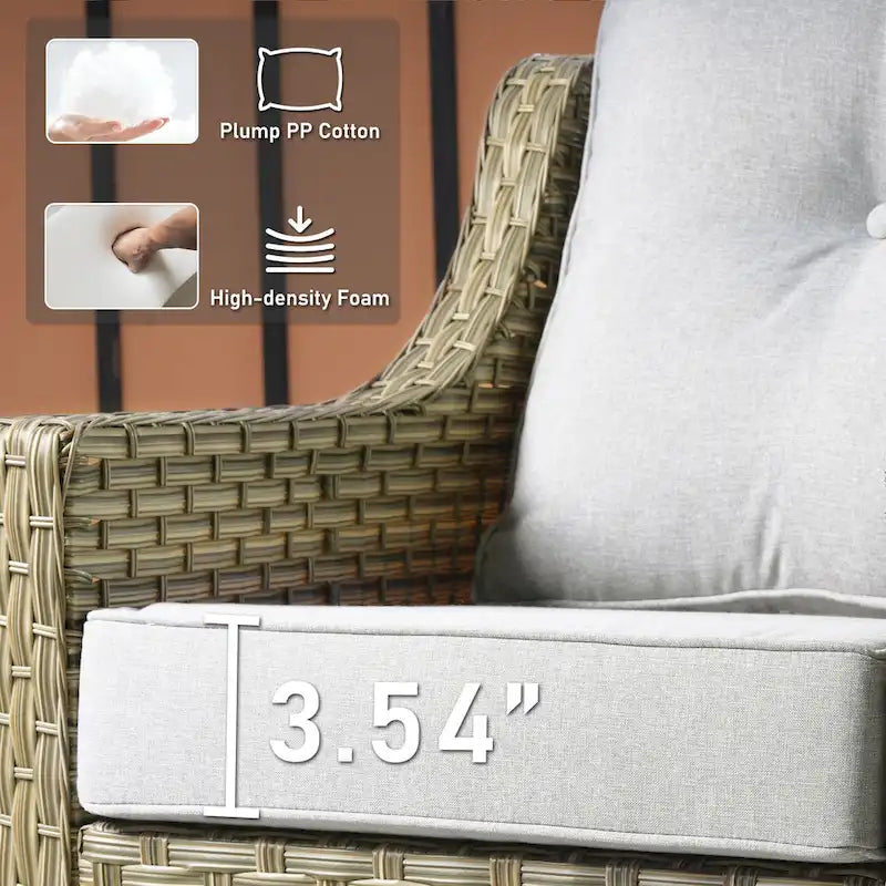 HOOOWOOO Ensemble de meubles de jardin 6 pièces en osier gris avec table brasero