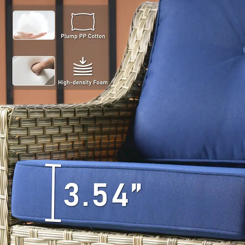 HOOOWOOO Ensemble de meubles de jardin 6 pièces en osier gris avec table brasero