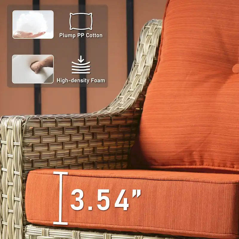 HOOOWOOO Ensemble de meubles de jardin 6 pièces en osier gris avec table brasero