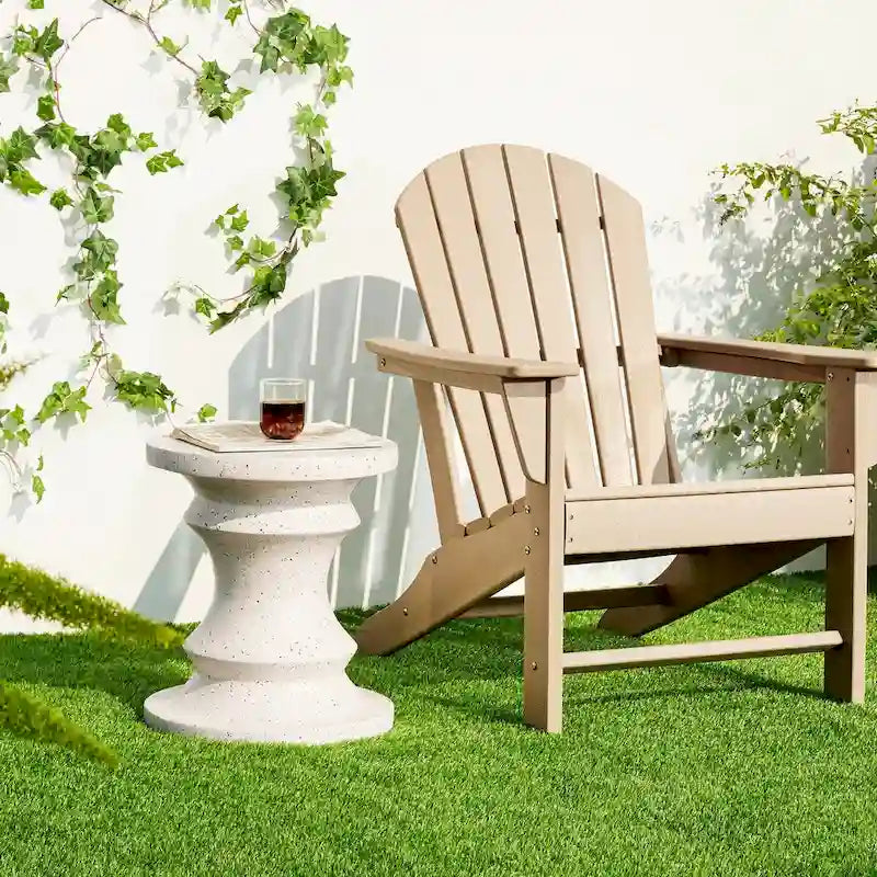 Glitzhome 18H MGO Table d'appoint/tabouret de jardin d'extérieur noir motif échecs
