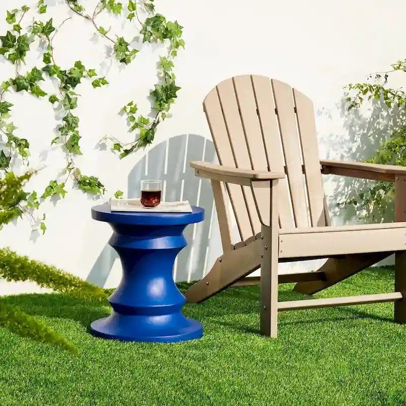 Glitzhome 18H MGO Table d'appoint/tabouret de jardin d'extérieur noir motif échecs