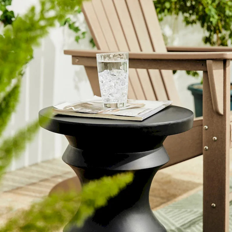 Glitzhome 18H MGO Table d'appoint/tabouret de jardin d'extérieur noir motif échecs
