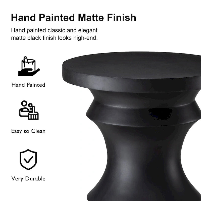 Glitzhome 18H MGO Table d'appoint/tabouret de jardin d'extérieur noir motif échecs