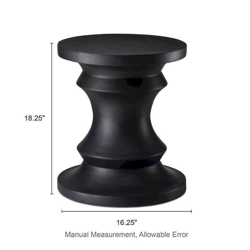 Glitzhome 18H MGO Table d'appoint/tabouret de jardin d'extérieur noir motif échecs