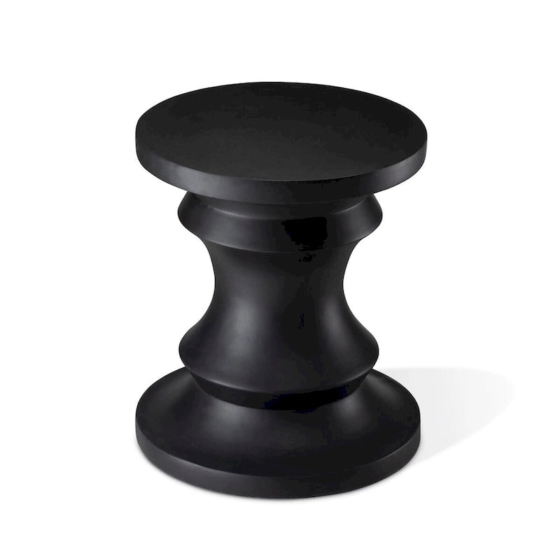 Glitzhome 18H MGO Table d'appoint/tabouret de jardin d'extérieur noir motif échecs