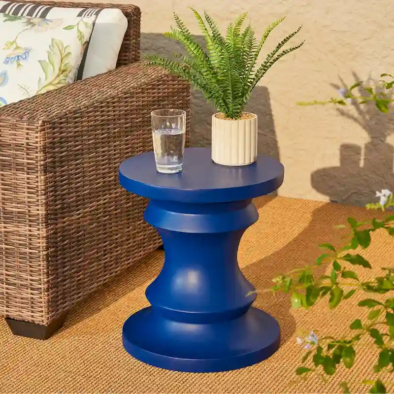 Glitzhome 18H MGO Table d'appoint/tabouret de jardin d'extérieur noir motif échecs