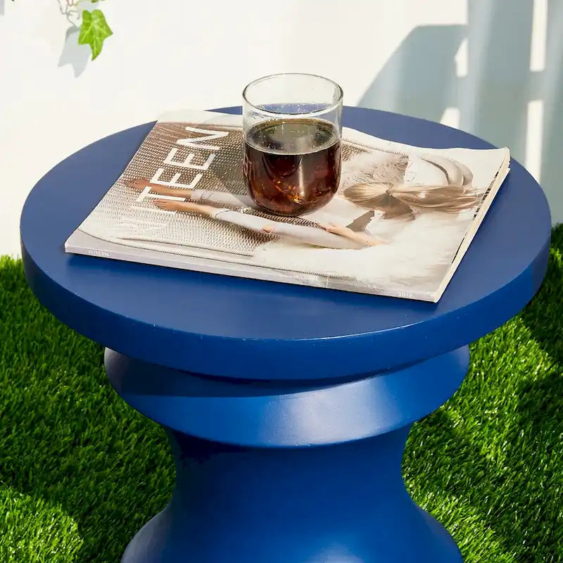 Glitzhome 18H MGO Table d'appoint/tabouret de jardin d'extérieur noir motif échecs