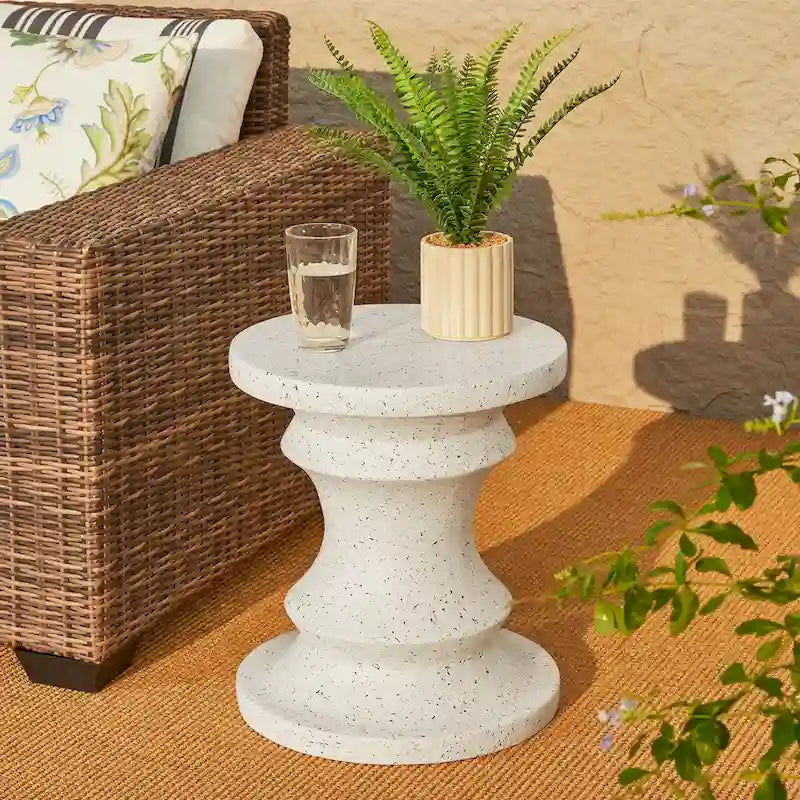Glitzhome 18H MGO Table d'appoint/tabouret de jardin d'extérieur noir motif échecs