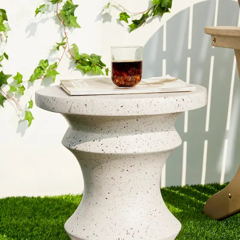 Glitzhome 18H MGO Table d'appoint/tabouret de jardin d'extérieur noir motif échecs