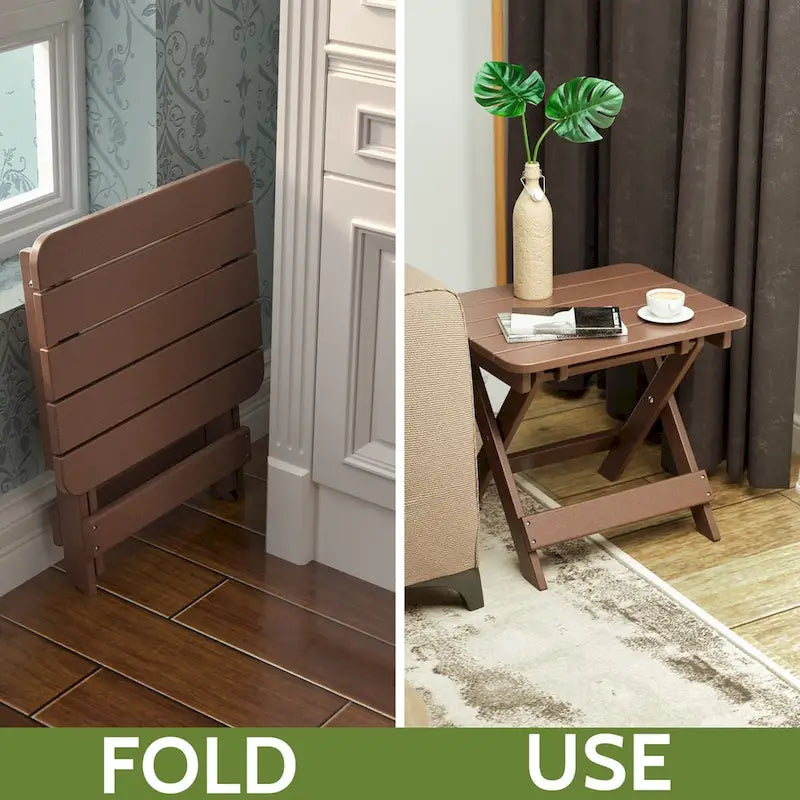 Table d'appoint pliante Adirondack d'extérieur pour jardin au bord de la piscine, table basse résistante aux intempéries - en PE haute densité
