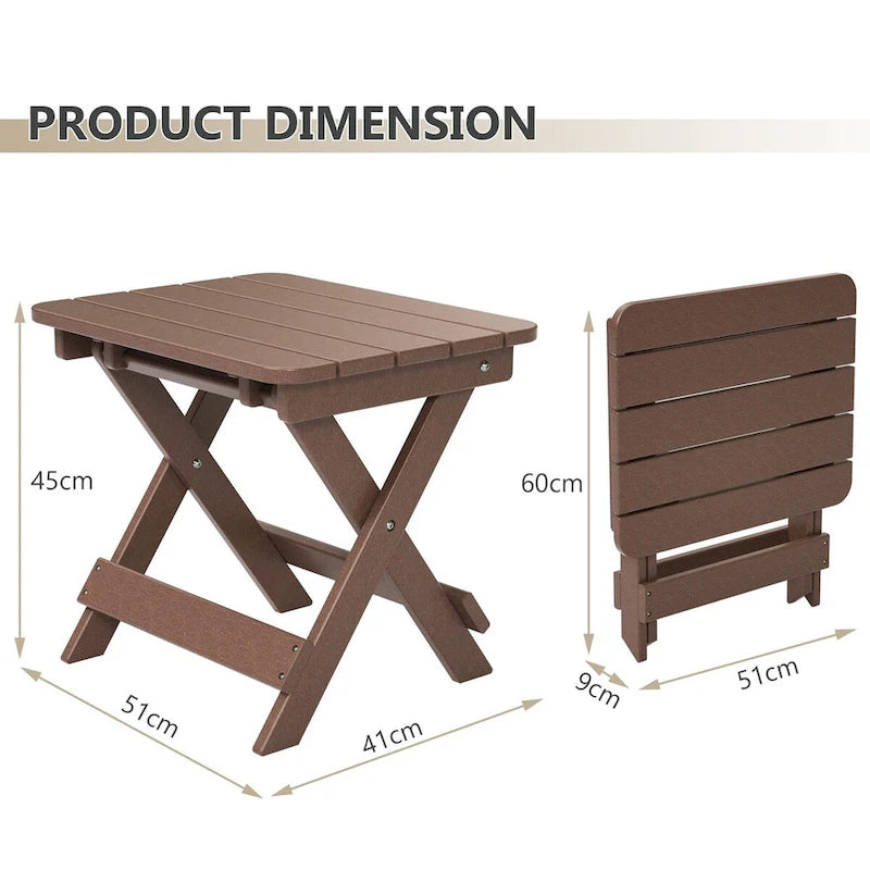 Table d'appoint pliante Adirondack d'extérieur pour jardin au bord de la piscine, table basse résistante aux intempéries - en PE haute densité