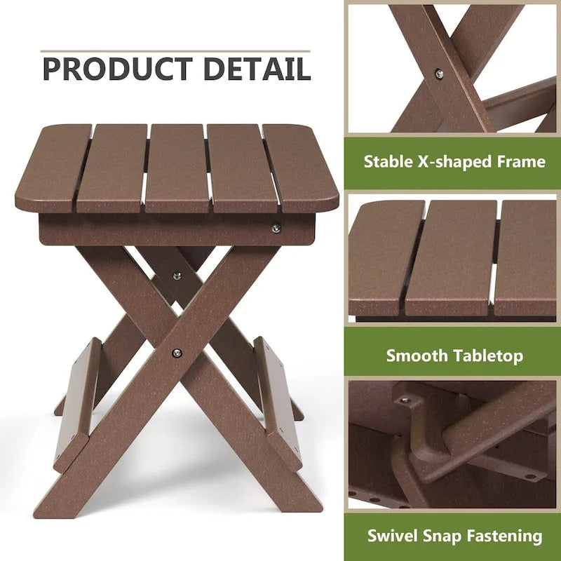 Table d'appoint pliante Adirondack d'extérieur pour jardin au bord de la piscine, table basse résistante aux intempéries - en PE haute densité