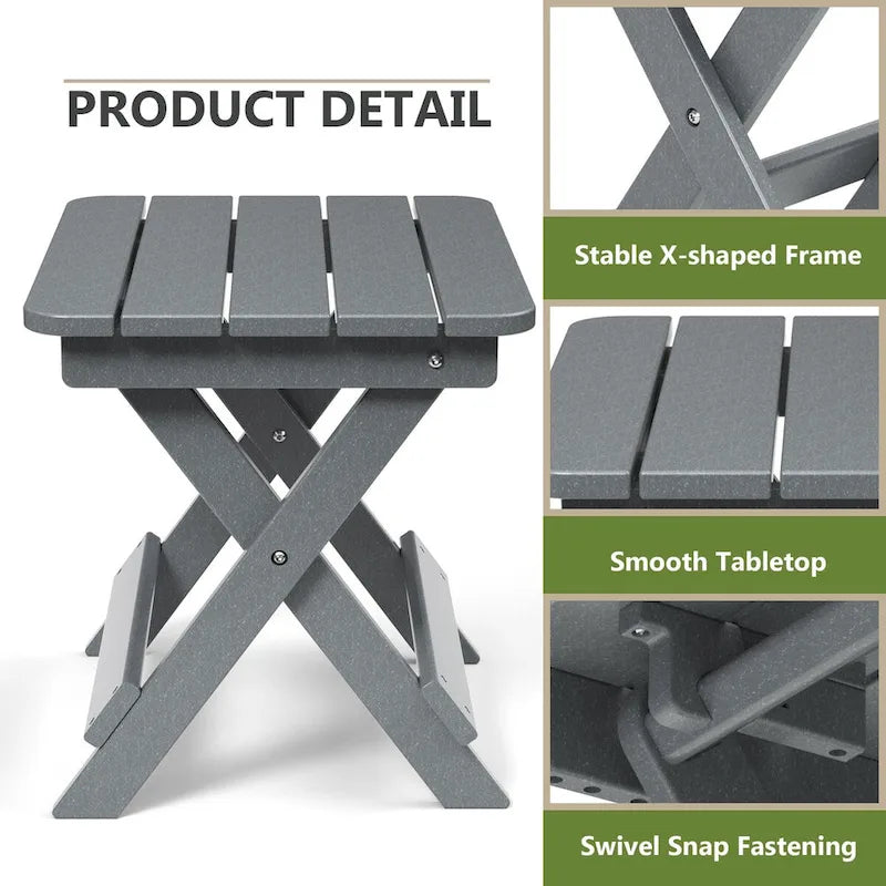 Table d'appoint pliante Adirondack d'extérieur pour jardin au bord de la piscine, table basse résistante aux intempéries - en PE haute densité