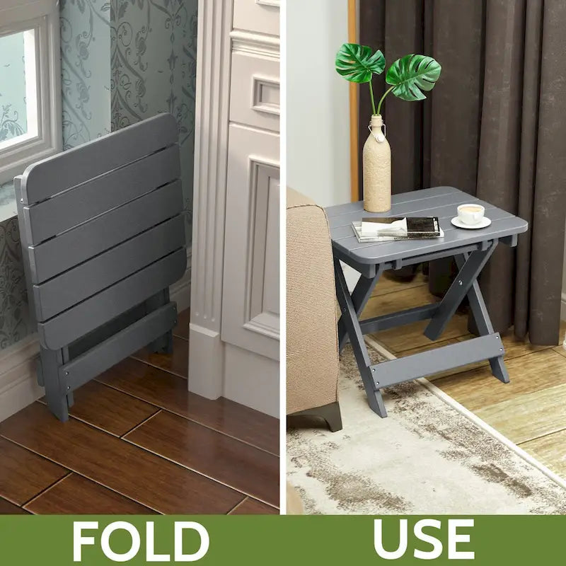 Table d'appoint pliante Adirondack d'extérieur pour jardin au bord de la piscine, table basse résistante aux intempéries - en PE haute densité