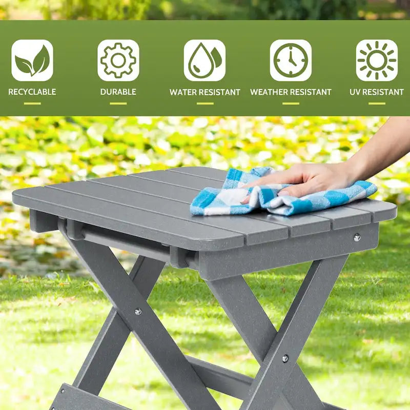 Table d'appoint pliante Adirondack d'extérieur pour jardin au bord de la piscine, table basse résistante aux intempéries - en PE haute densité