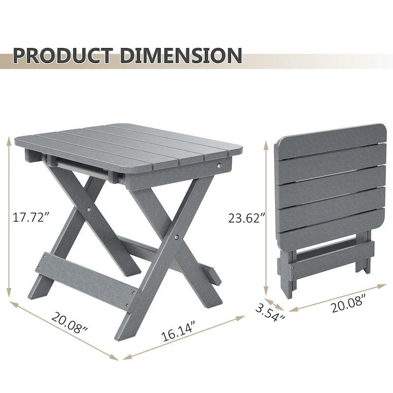Table d'appoint pliante Adirondack d'extérieur pour jardin au bord de la piscine, table basse résistante aux intempéries - en PE haute densité