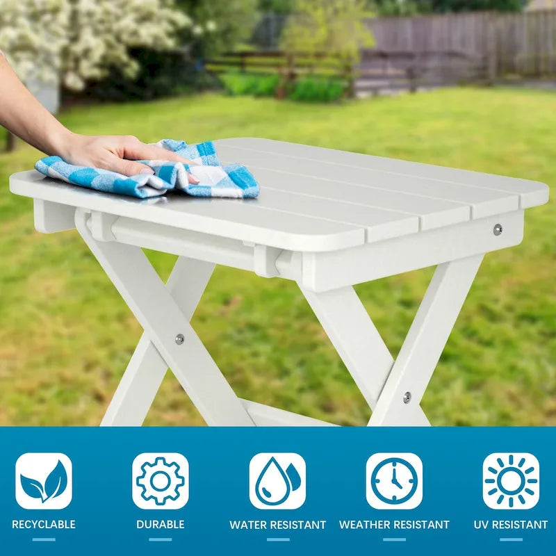 Table d'appoint pliante Adirondack d'extérieur pour jardin au bord de la piscine, table basse résistante aux intempéries - en PE haute densité
