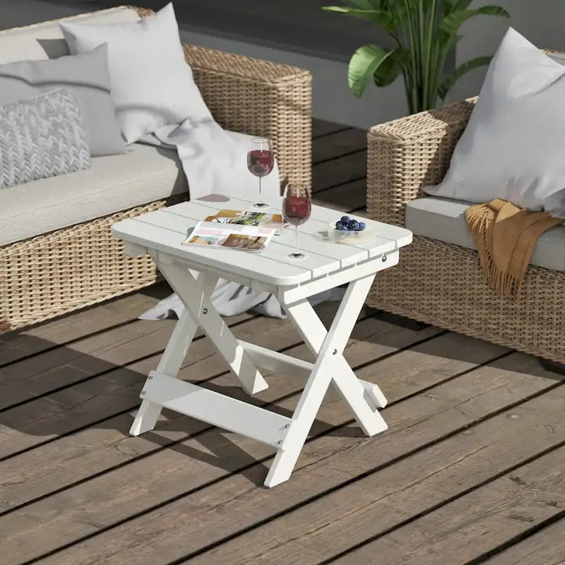 Table d'appoint pliante Adirondack d'extérieur pour jardin au bord de la piscine, table basse résistante aux intempéries - en PE haute densité