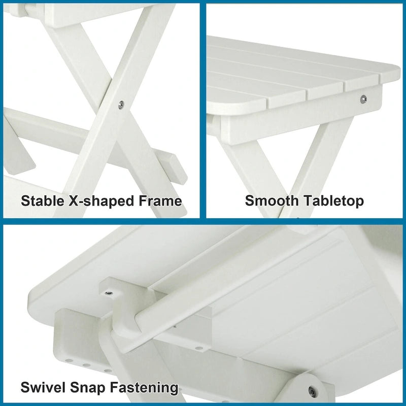 Table d'appoint pliante Adirondack d'extérieur pour jardin au bord de la piscine, table basse résistante aux intempéries - en PE haute densité
