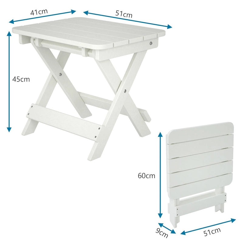 Table d'appoint pliante Adirondack d'extérieur pour jardin au bord de la piscine, table basse résistante aux intempéries - en PE haute densité