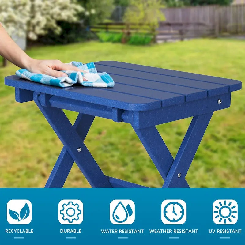 Table d'appoint pliante Adirondack d'extérieur pour jardin au bord de la piscine, table basse résistante aux intempéries - en PE haute densité