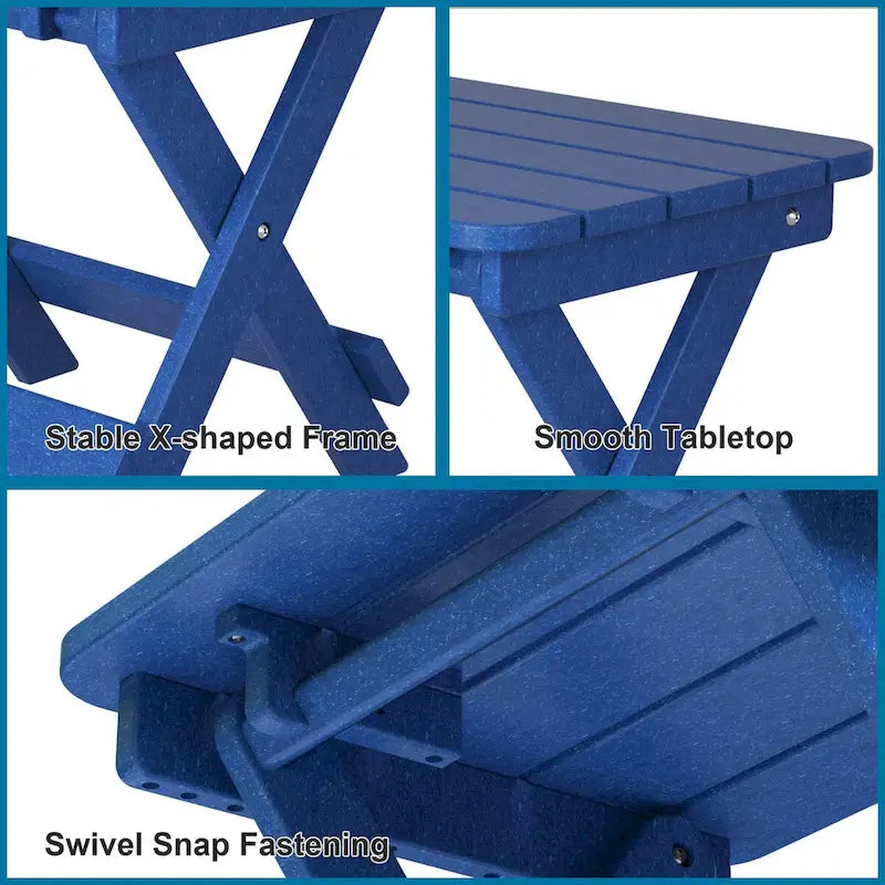 Table d'appoint pliante Adirondack d'extérieur pour jardin au bord de la piscine, table basse résistante aux intempéries - en PE haute densité