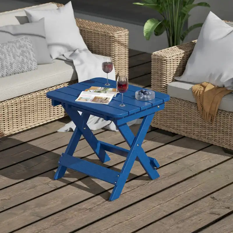 Table d'appoint pliante Adirondack d'extérieur pour jardin au bord de la piscine, table basse résistante aux intempéries - en PE haute densité