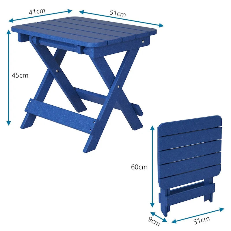 Table d'appoint pliante Adirondack d'extérieur pour jardin au bord de la piscine, table basse résistante aux intempéries - en PE haute densité