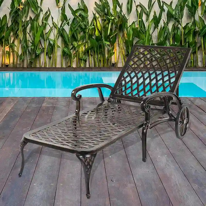 Lit de repos réglable en aluminium pour cour, chaise longue d'extérieur