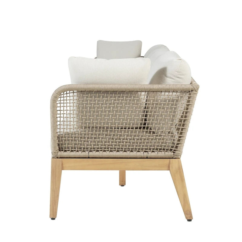 Canapé Cypress Teak Wood 128 avec motif en corde
