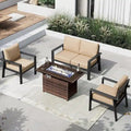 4 Pieces Aluminum Patio Furniture Set with 40 Fire Pit Table