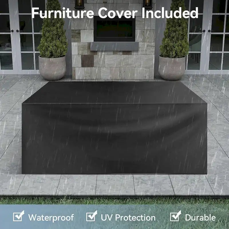 Ensemble de mobilier de patio en aluminium 4 pièces avec table brasero de 40 pouces