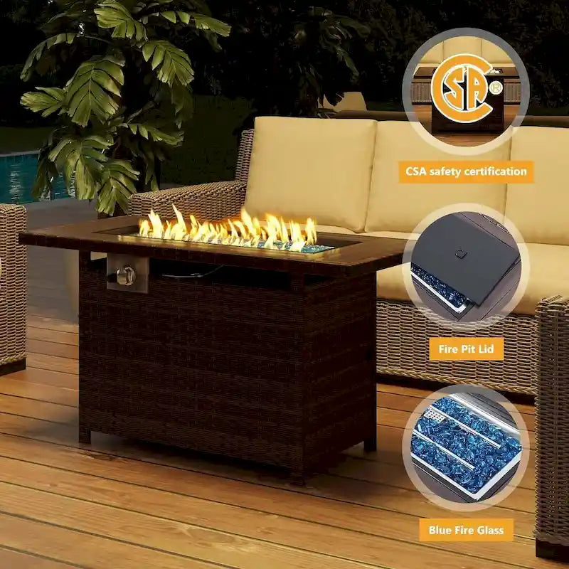 Ensemble de mobilier de patio en aluminium 4 pièces avec table brasero de 40 pouces