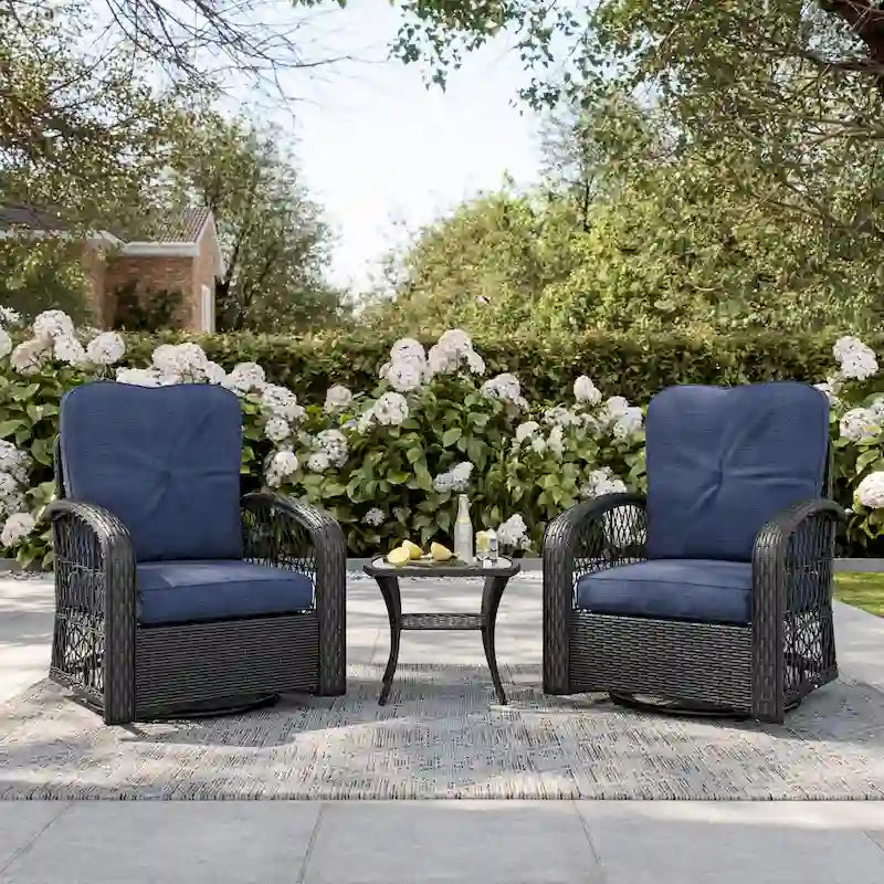 Maybelle Swivel Patio Chairs Set, 3pc